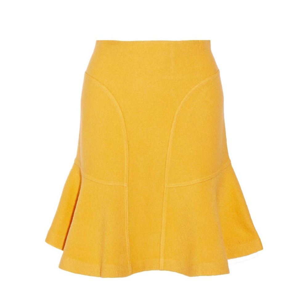 Issa London yellow 100% Wool Flounce Skirt Size small